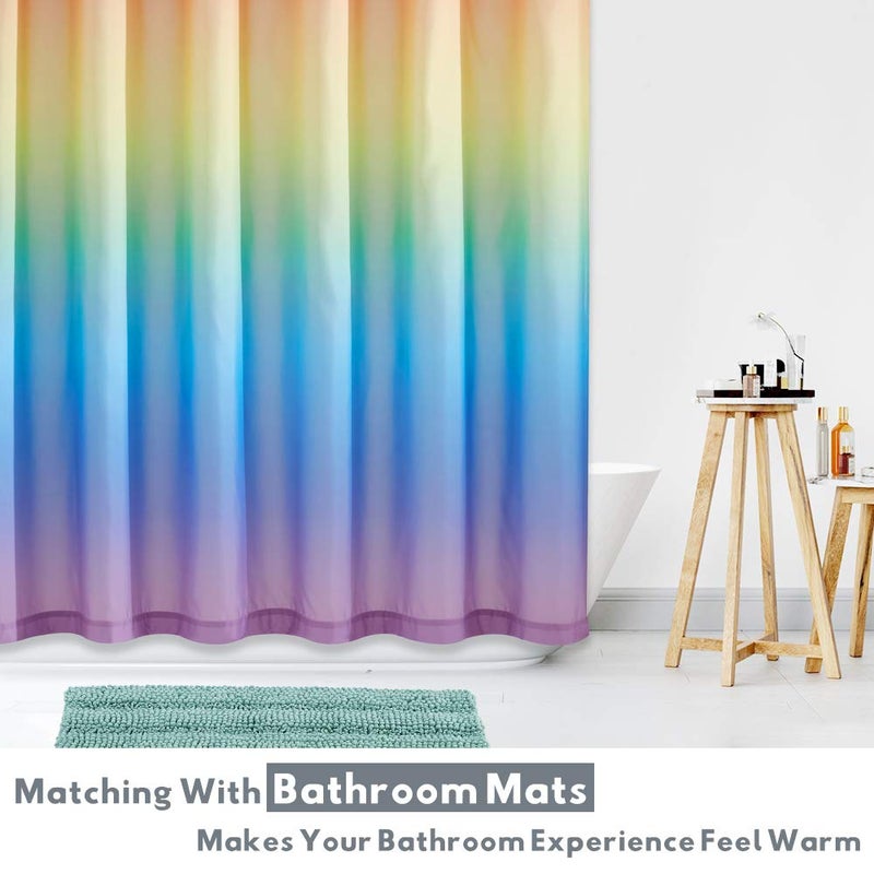 KGORGE Ombre Shower Curtain Waterproof - Rainbow Color Gradient Print Pattern for Bathroom Shower Stall Backdrop Brighten Space Decor, 72 x 72 inch, Hooks Included - Image 5